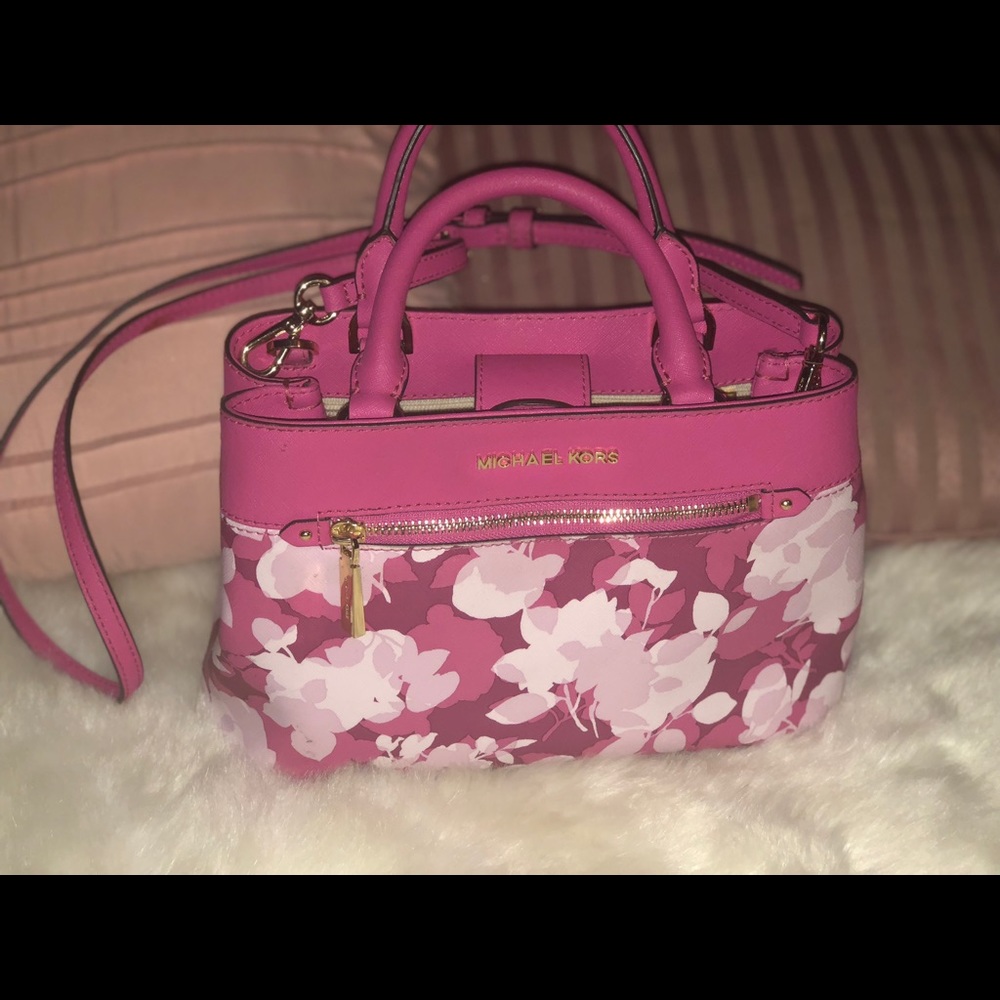 Pink & White Floral Michael Kors Handbag - Picture 1 of 4